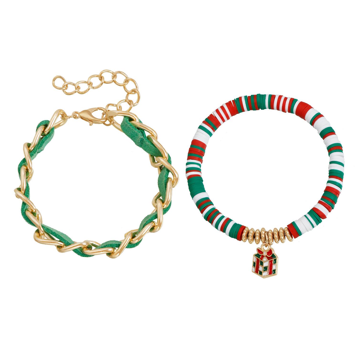 

Christmas and New Year element jewelry colorful soft pottery ins color matching wind beaded bracelet