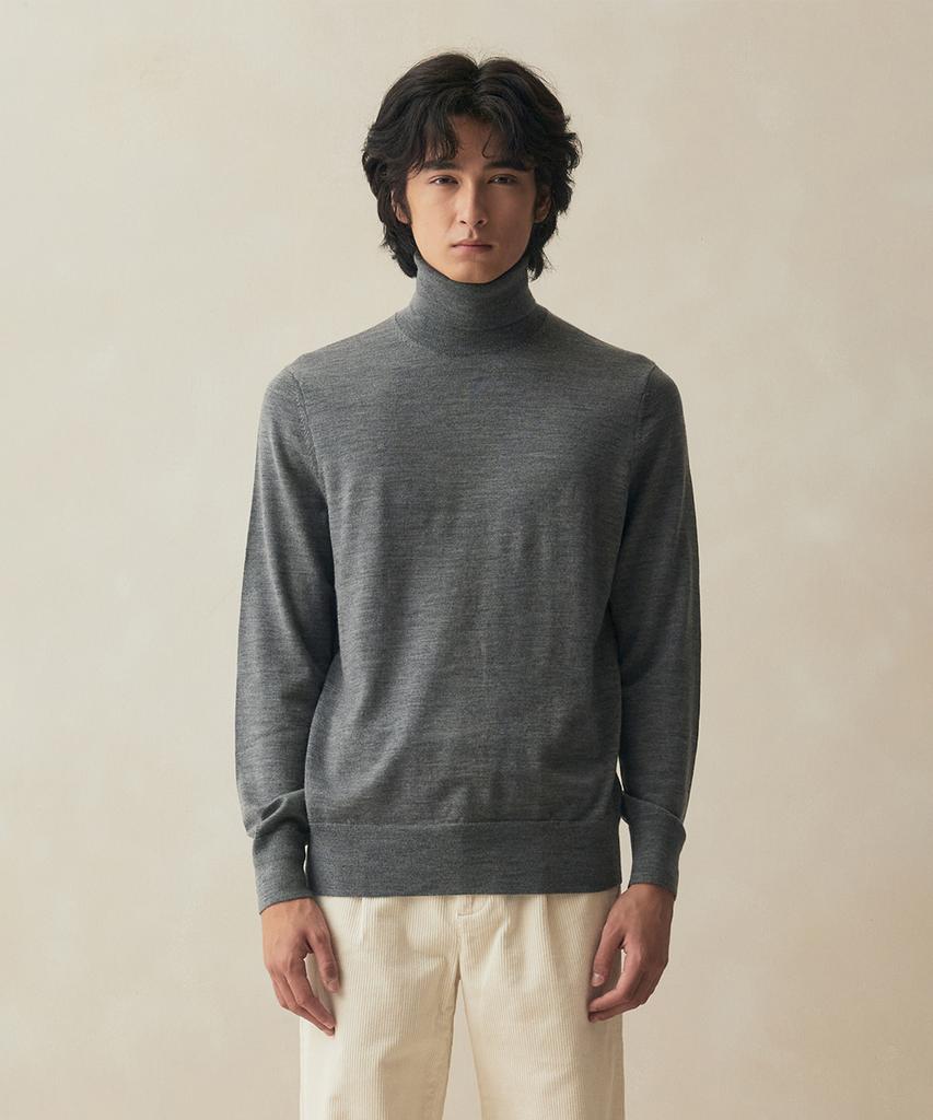 BROOKS BROTHERS Merino Wool Turtleneck Sweater (Grey) (Bbwumf4335Wew)