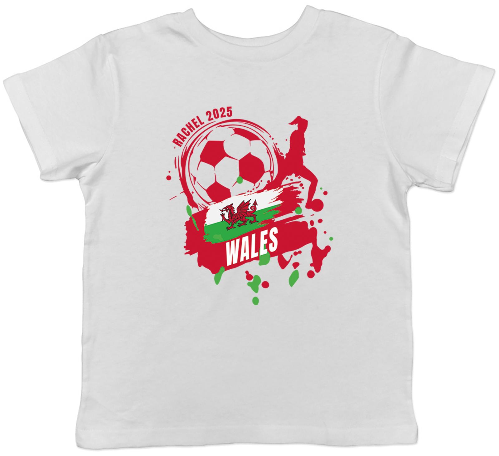 Personalised Wales Football Supporter Fan 2025 Kids T-Shirt Boys Girls Gift 150