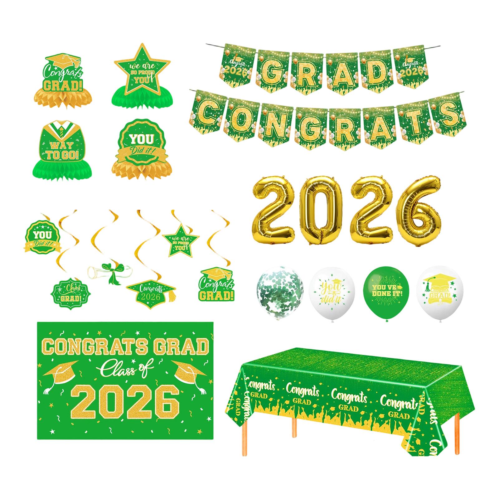 Graduation  Party Decoration Graduation  2026 Graduation Party Decoration Background Banner зелёный