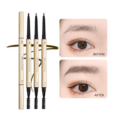 Lápis de sobrancelha de cabeça dupla, longa duração, à prova d'água, 5 cores, caneta de sobrancelha, rímel, realce, cosméticos, beleza, maquiagem feminina
