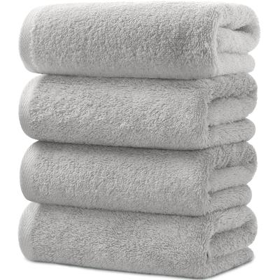 AYO Bath Set of Light Hotel Highly Low Lint Gift Set Towels, 4, Gray, Quality, Soft, 100% Cotton, Absorbent, Durable, Plain, Shedding,