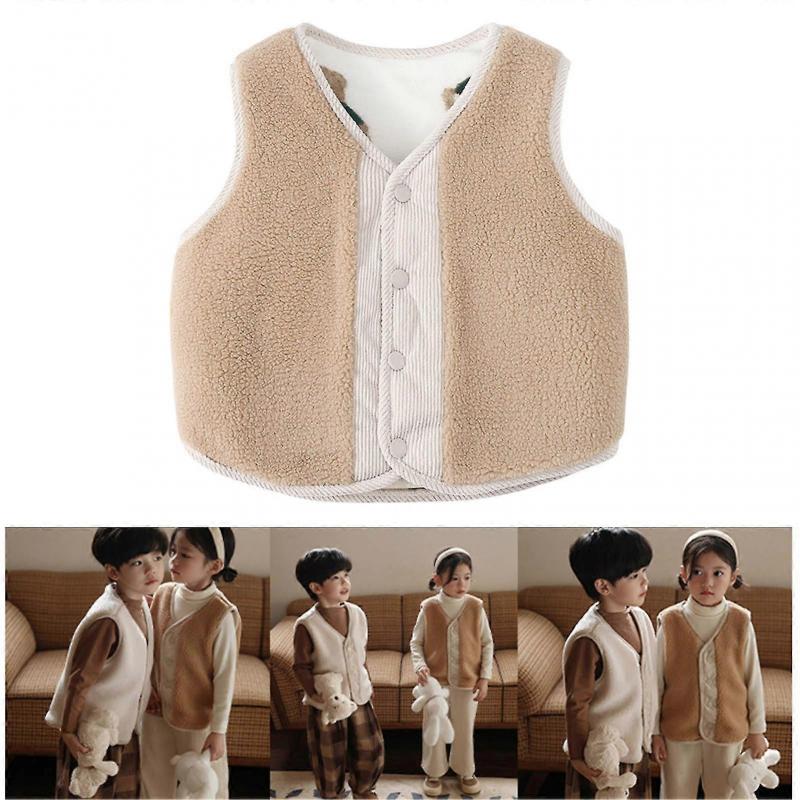 Children Fuzzy Vest Double Sided Style Waistcoat Fashion All Matched Winter Vest Jacket