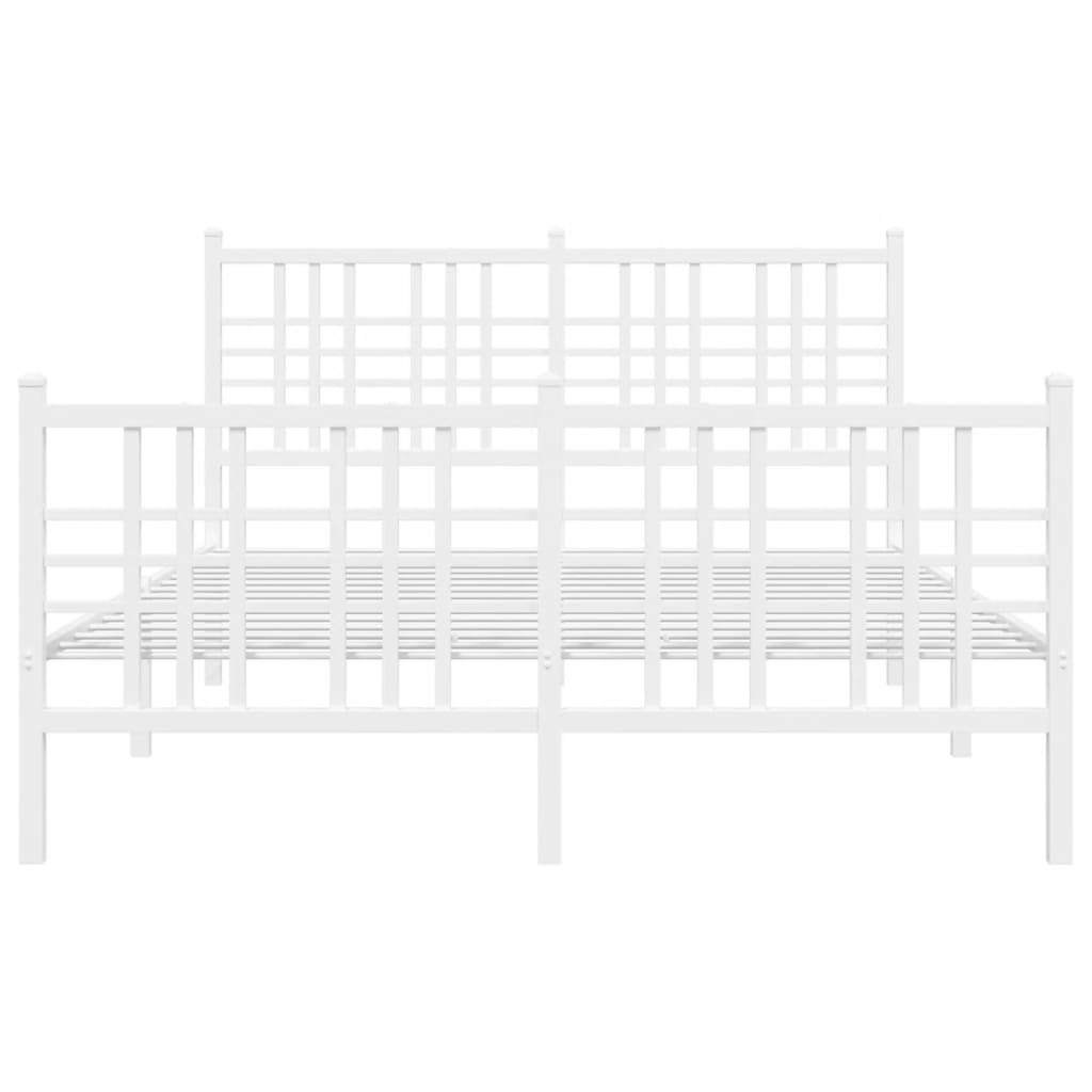 Metal Bed Frame with Headboard and Footboard White 120 x 200 cm