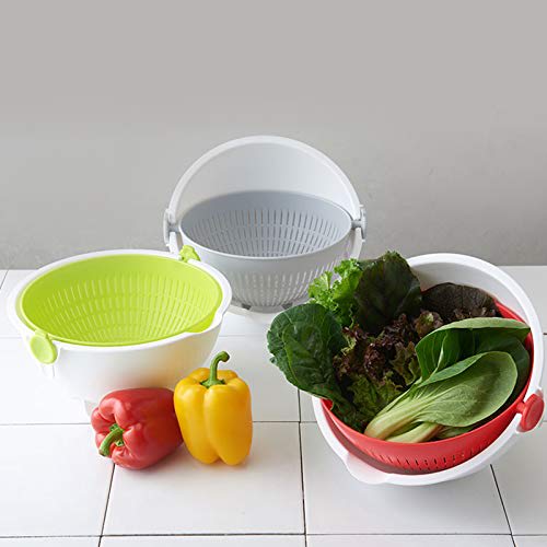 Kokubo Industries Co., Ltd. KK-310 Large Spin Wheel Colander, Gray, Approx. 257 x 255 x 138 mm