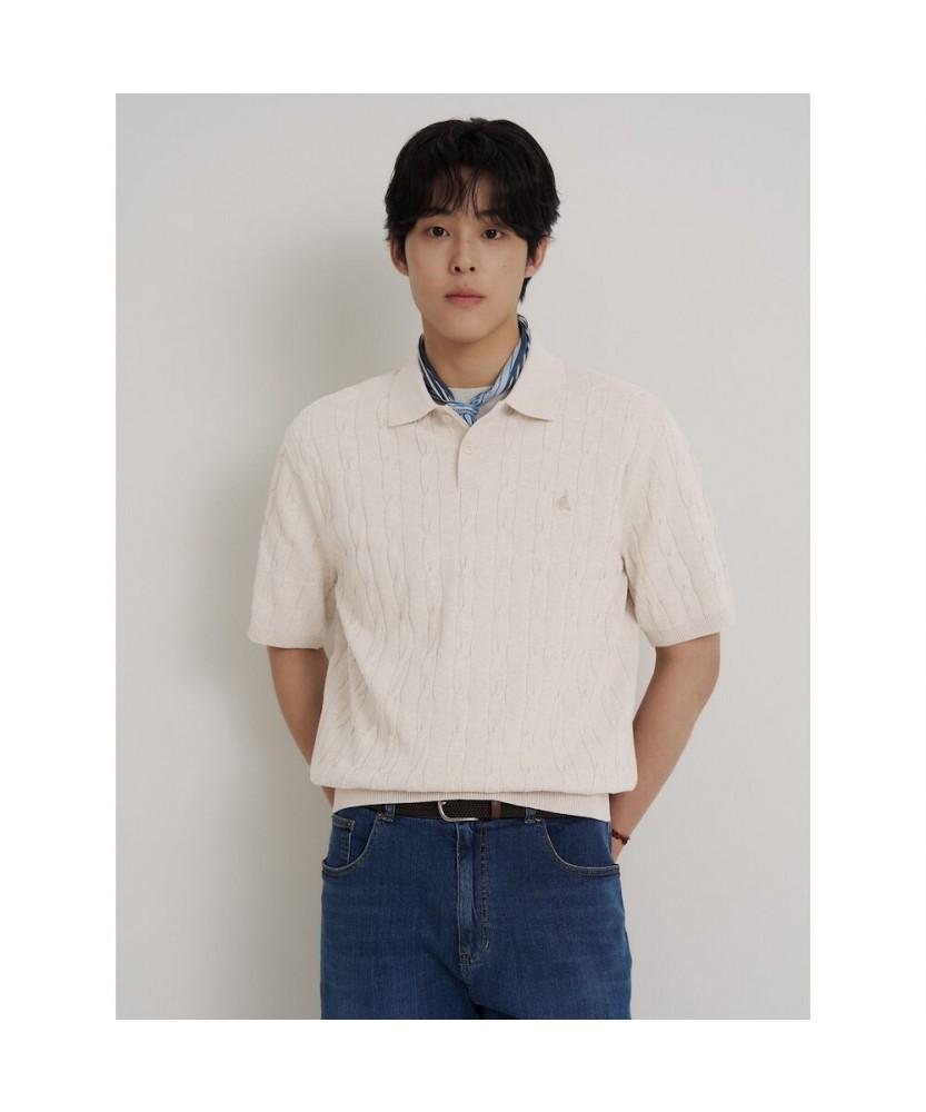 Binpolmen Cable Collar Neck Knit Ivory