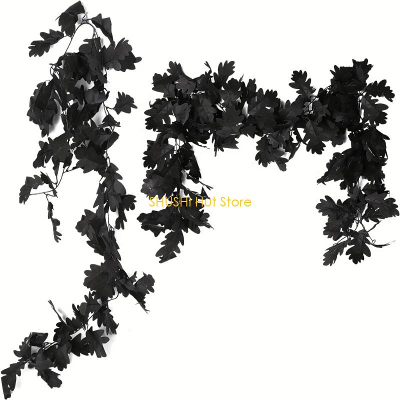 

Curvable Silk Maples Leaf Stem Halloween Florals Arrangement Accent Practical Fall Home and Party Decoration D57B чёрный