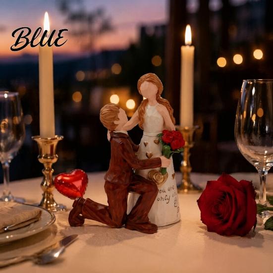 Exclusive Love Symbol Figurines for Decor Faceless Wedding Couple Figurine Resin Statue Romantic Proposal Tabletop Sculpture Living Room Ornament