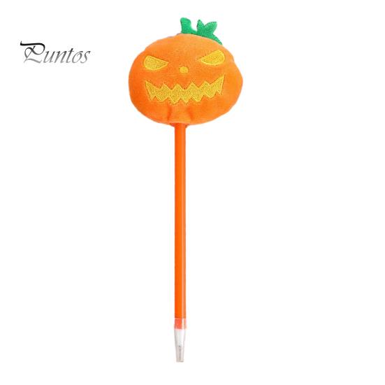 Ergonomic Ballpoint Pen Halloween Pumpkin Gel Ink Pen, 0.7mm Rollerball with Plush Pumpkin, Marker Novelty Black for Party Favors, Gift Supplies