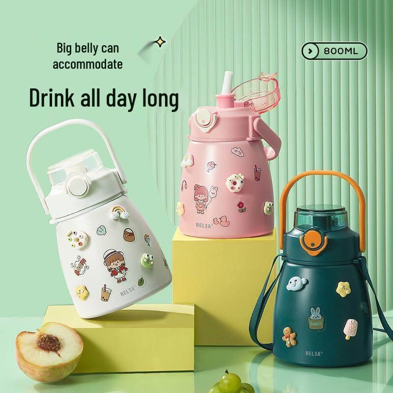 RELEA 800ML 316 Stainless Steel Insulated Straw Water Bottle