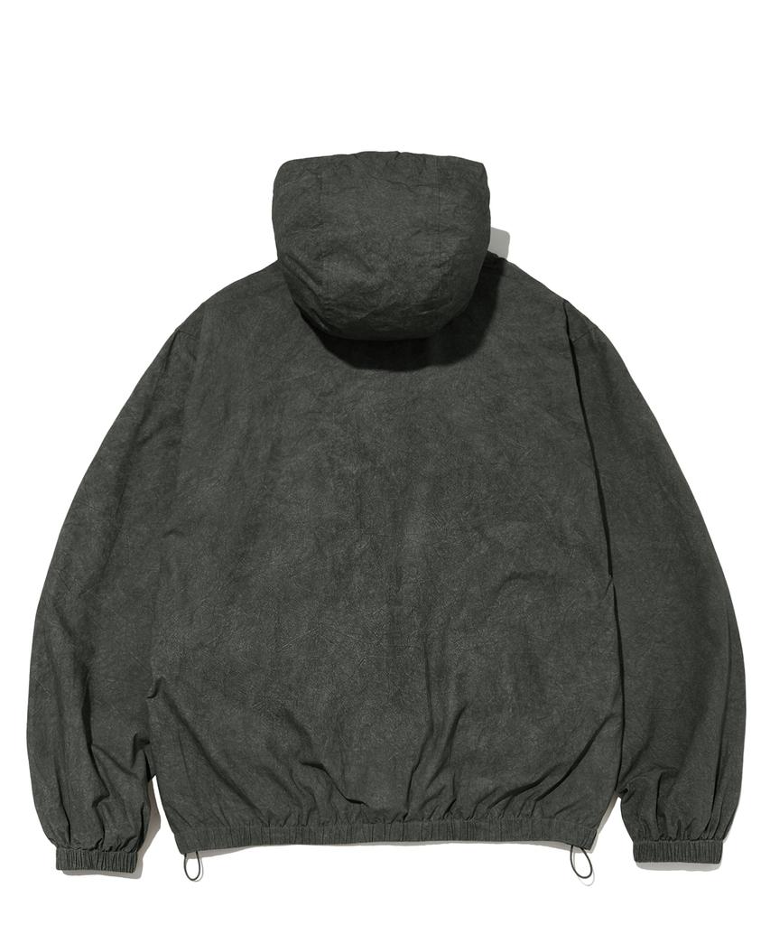 Filluminate Crease Washed Windbreaker-Black