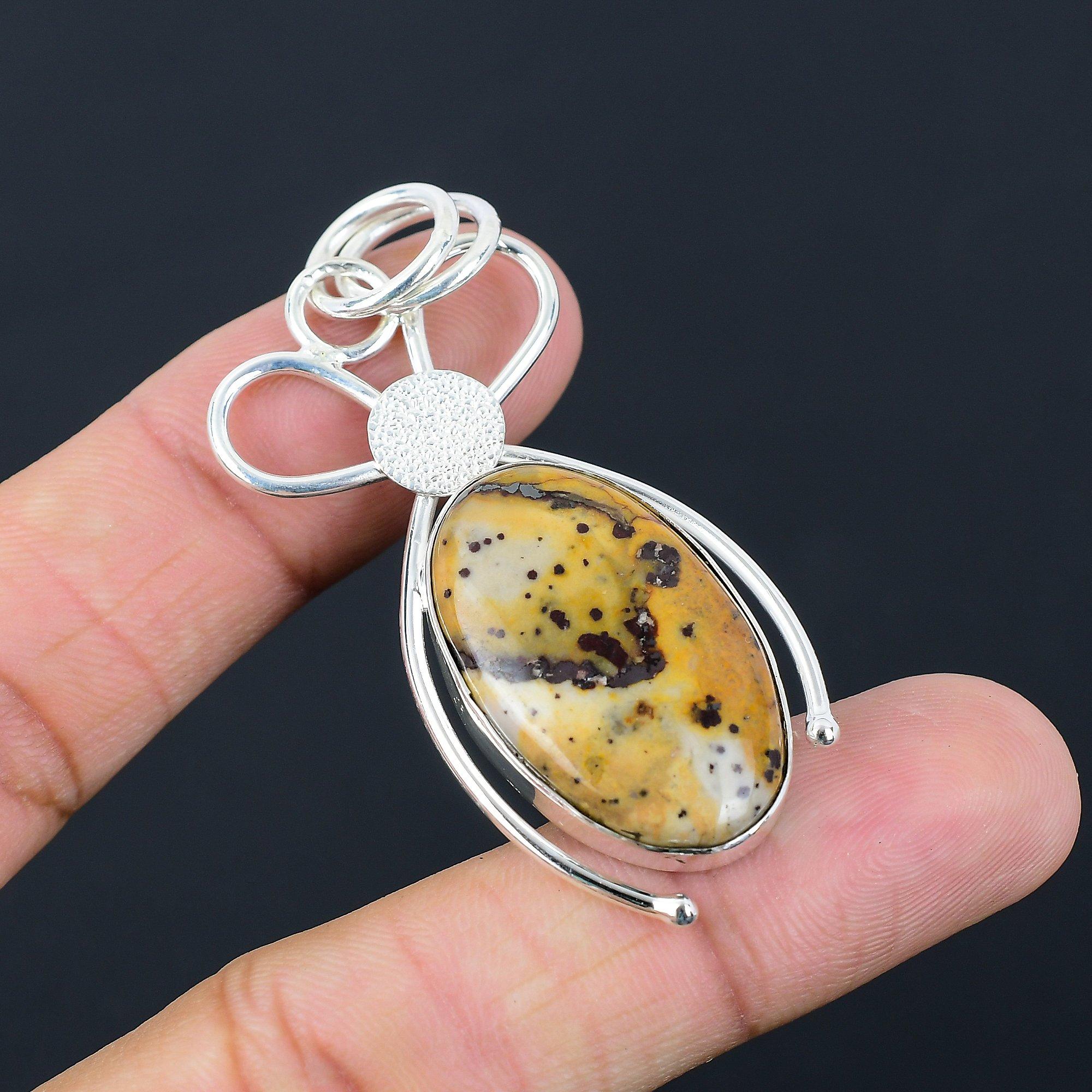 

Friendship Day Sale Sterling Silver Oval Natural Coffee Bean Jasper Wife Pendant