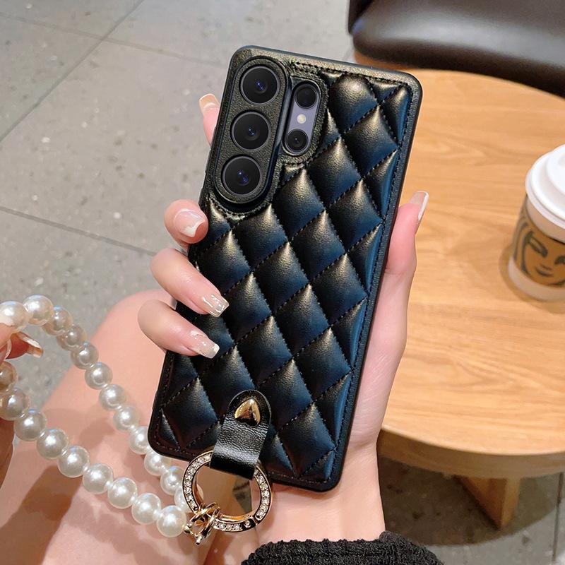 Hülle für Samsung S26 S25 plus ultra mit Perlenarmband Umhängetasche Kette Vollschutz Stoßfest Anti-Fingerabdruck schlicht