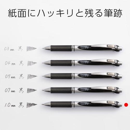 Pentel Ballpoint Pen Gel Ink Energel Retractable 1.0mm Silver Shaft BL80-A Black