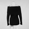 Spring Autumn Women's Sexy Off-shoulder Knitted Sweater Slim Stretch Long-sleeved Pullover Knitted Sweater