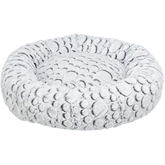 Lit Pour Animaux - TRIXIE - Mila - Rond - 50 Cm - Peluche Douce - Blanc-Gris