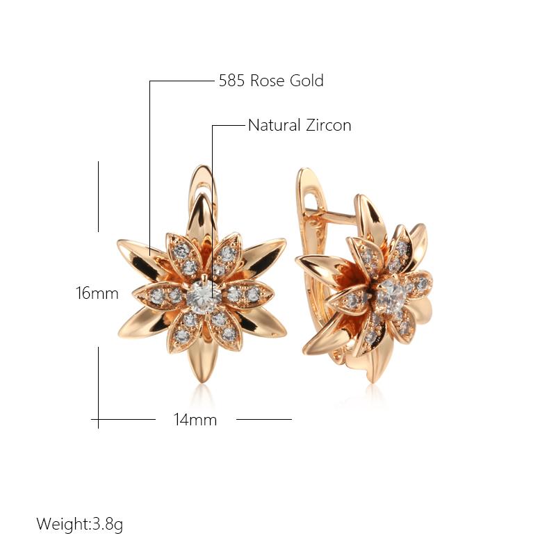 New  Rose Gold Sexy Earrings Unusual Metal Flower Natural Zircon Women'S Earrings Party Girls Exaggerated Jewelry
