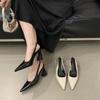 French Style Dress with Pointed High-heeled Sandals, Women's Coarse Single Shoes, Back Empty Toe Sandals, 2025 Summer New Style