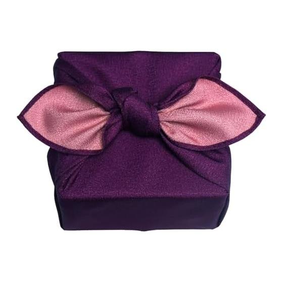 White House Furoshiki 45x45cm Plain Double-sided Dyed Reversible Furoshiki Polyester Small Furoshiki (Purple x Cherry Blossom)