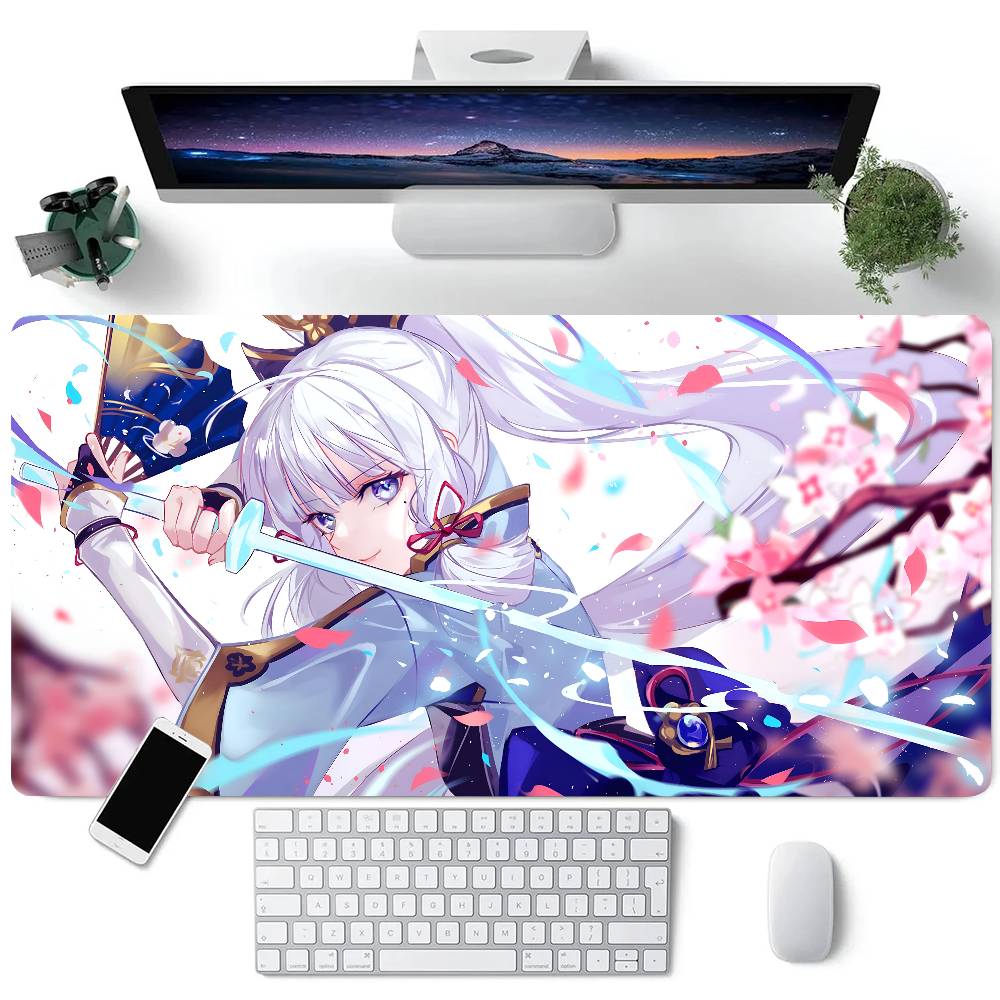 Genshin Impact Anime Kamisato Ayaka Mouse Pad Large Gaming Keyboard Mat LockEdge Rubber Computer Office Accessories