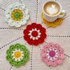 Porta-copos Flor de Crochê Feita à Mão Resistente ao Calor para Canecas Copos Macio Antiderrapante Absorvente Protetor de Mesa Decoração Fofa para Cozinha Mesa