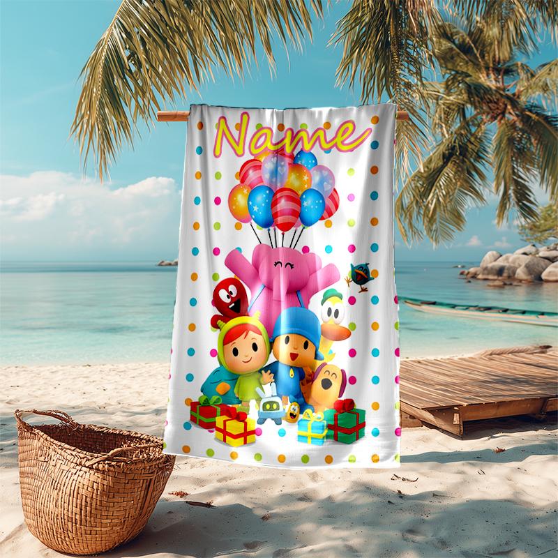 Personalized customized proof beach towel with Pocoyo pattern - soft, absorbent,quick-drying,perfect swimming,camping&bathing
