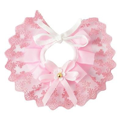 Pet Bib Washable Lace Trim Adjustable Strap Cute Exquisite Pet Scarf for Dog Cat Pink M(27.5cm /