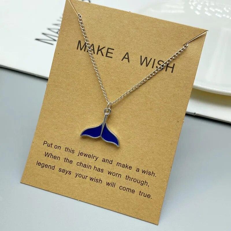 Ny Design Dyr Dame Halskjede Mote Hvalhale Fisk Nautisk Sjarm Havfruehaler Halskjeder Smykker Gave Krage Halskjede