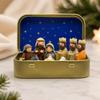 Mini Christmas Nativity Set In Tin Box Cute 3D Printed Figures Manger Set Iron Box For Christmas Home Decoration Holiday Gifts