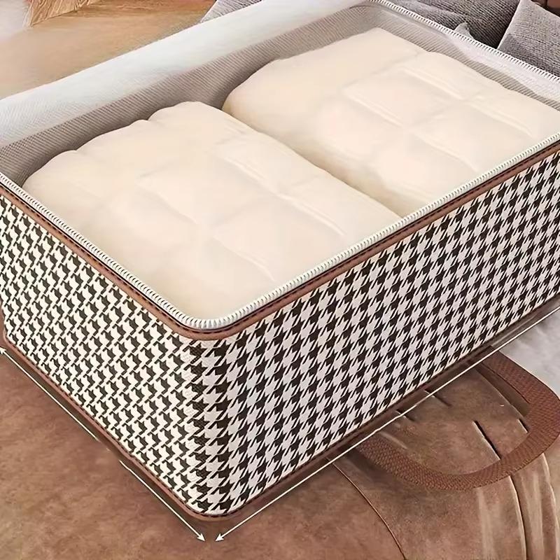 1pc Non-woven Fabric Quilt Storage Bag Large Capacity Portable Luggage Bag Foldable With Handle Packing Bag Clothes Organizer