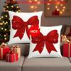 2pcs, 2D Flat Printing, Christmas Pillowcase, Red Bow Design, 45.01 X 45.01 Cm, Non-Real Embroidery, Zipper Closure, Machine Washable, Single-Sided Pr