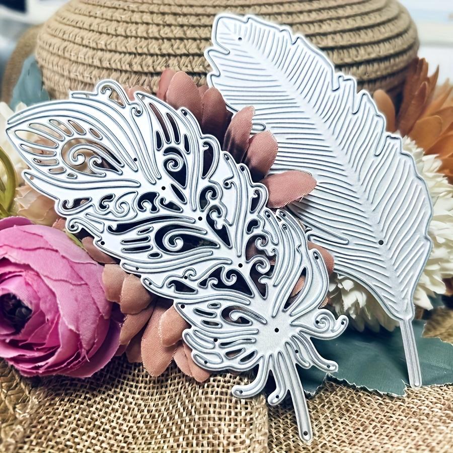 2pcs Feathers Metal Die cutting Dies For DIY Scrapbooking Photo Album Decorative Embossing Folder Stencil Die Cut