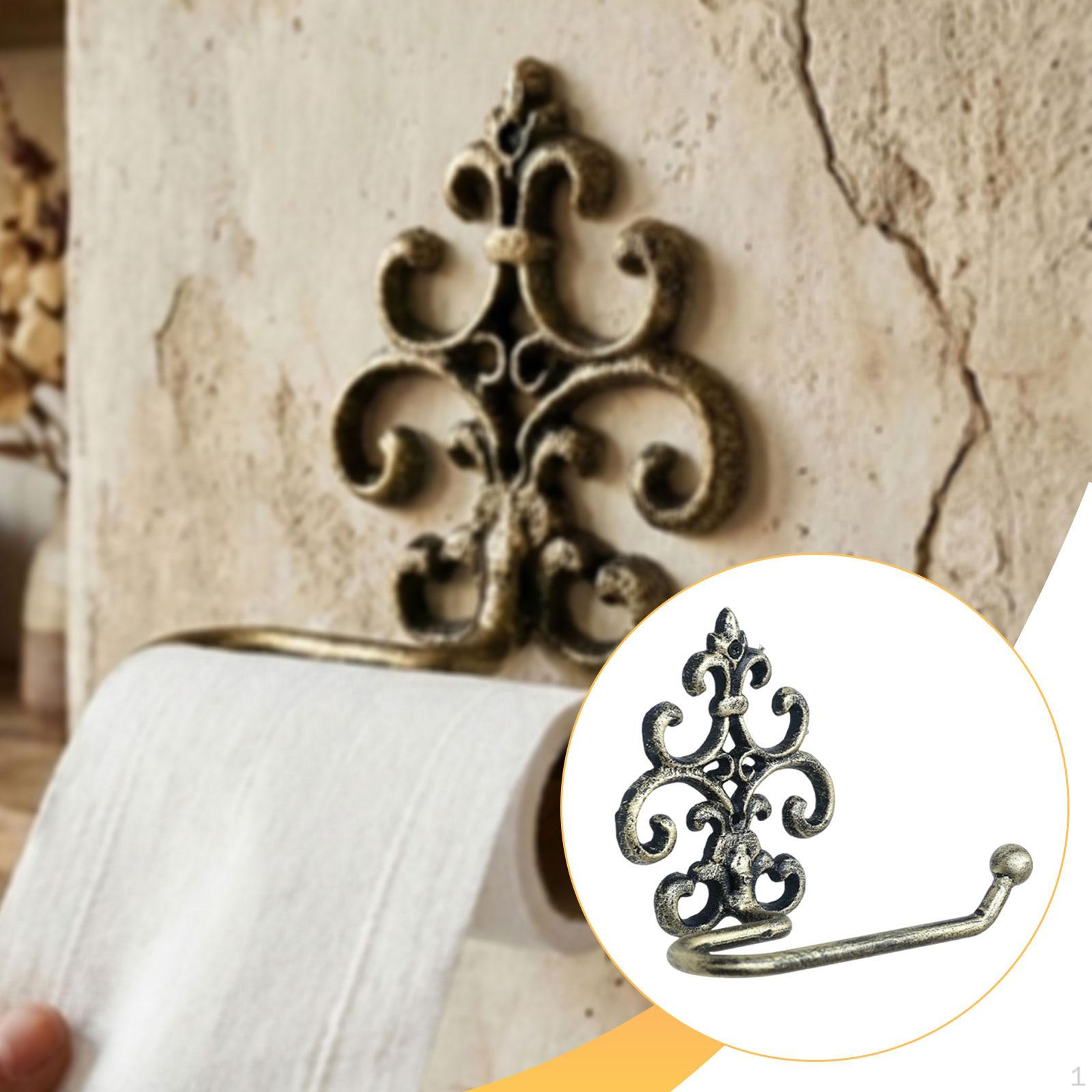 

Toilet Paper Holder Wall Mounted Tissue Roll Towel Rack Accessories Iron Construction Vintage Vintage Bronze Gold