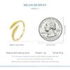 BAMOER 925 Sterling Silver Otevírací kroužek se zlatými listy Jednoduché listy Vine Nastavitelný kroužek pro ženy Elegantní jemné šperky