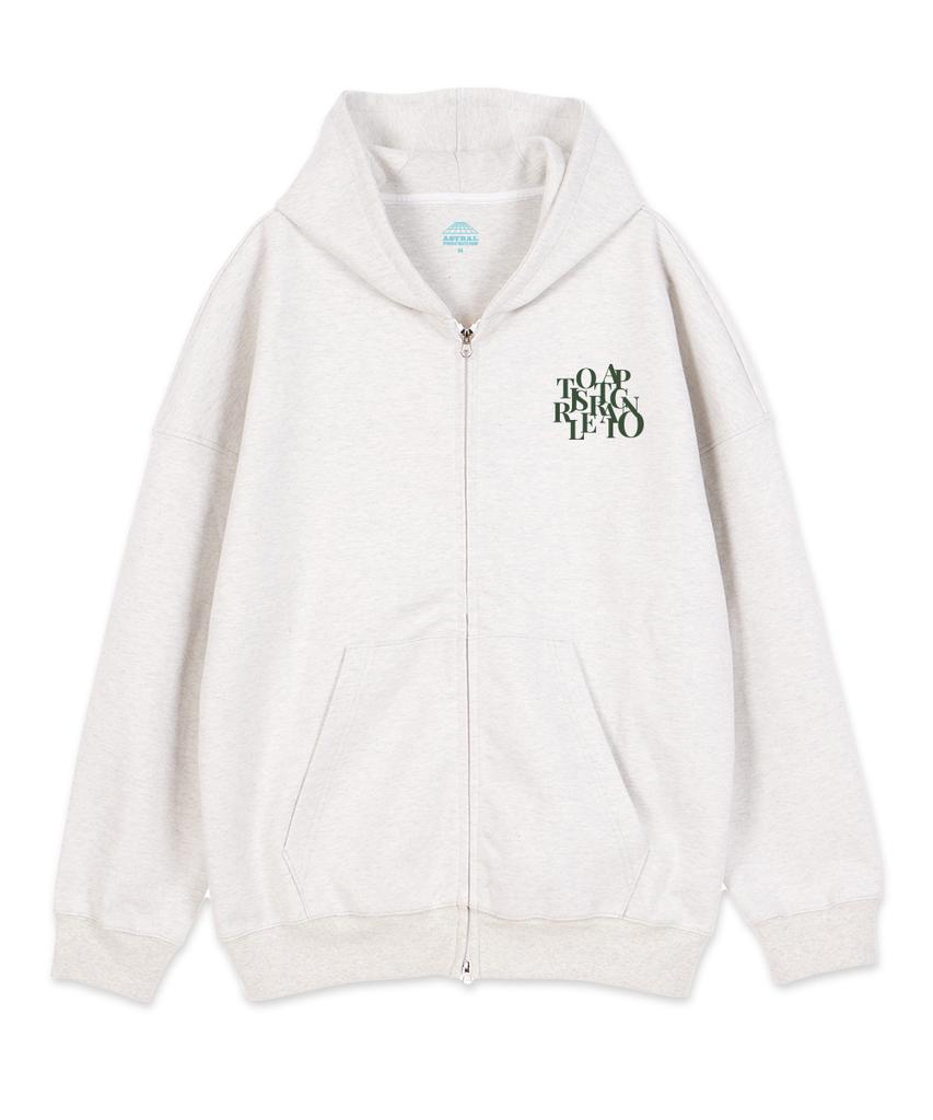 Astral Projection Big Logo Oversized Wide Shoulder Zip-Up Hoodie_Oatmeal