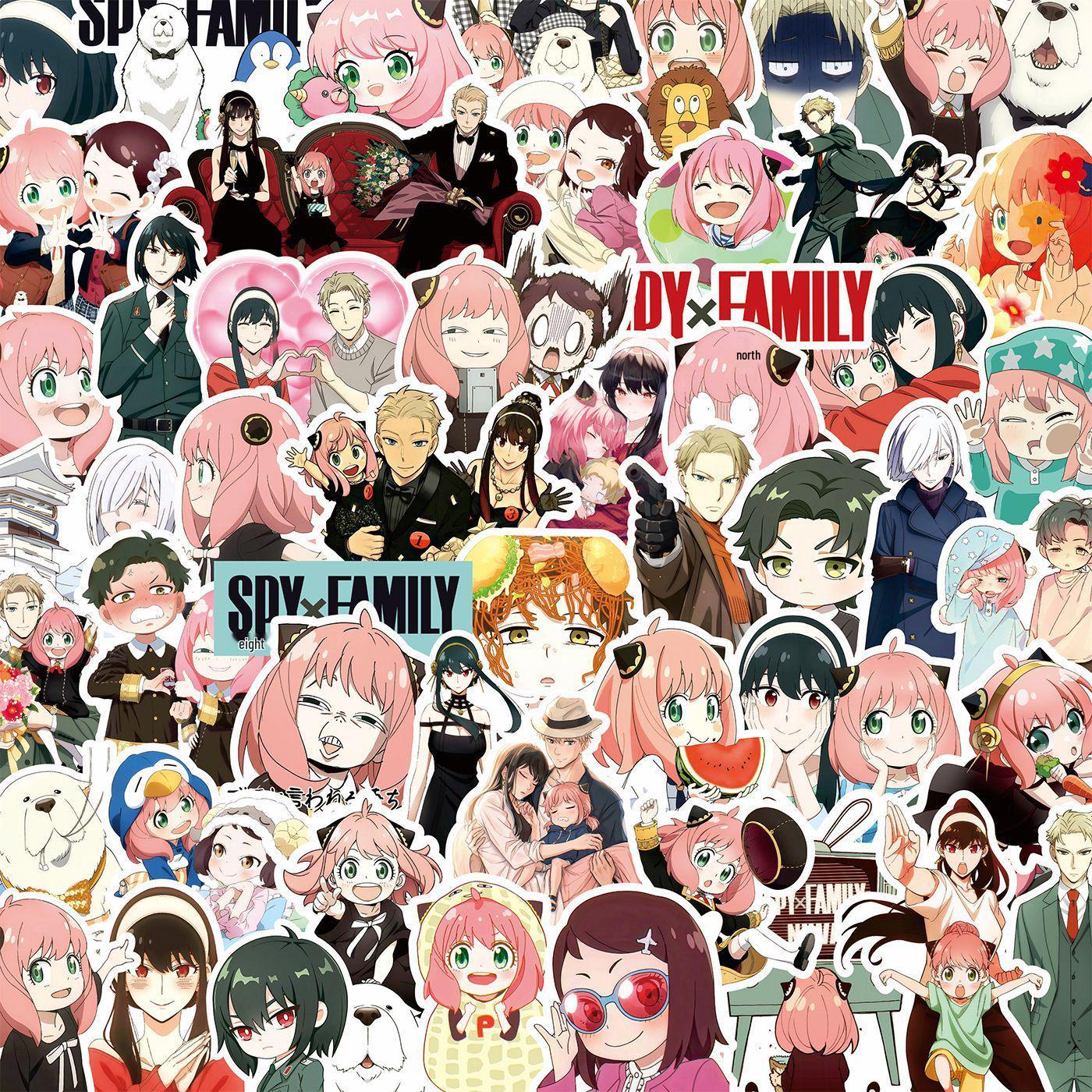 Stickere Anime Spy x Family: Loid, Yor, Anya pentru Jurnale și Decor DIY black