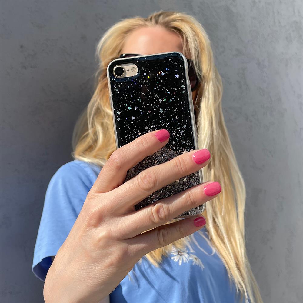 Shiny Case Cover with Glitter Samsung Galaxy A72 4G Star Glitter Black