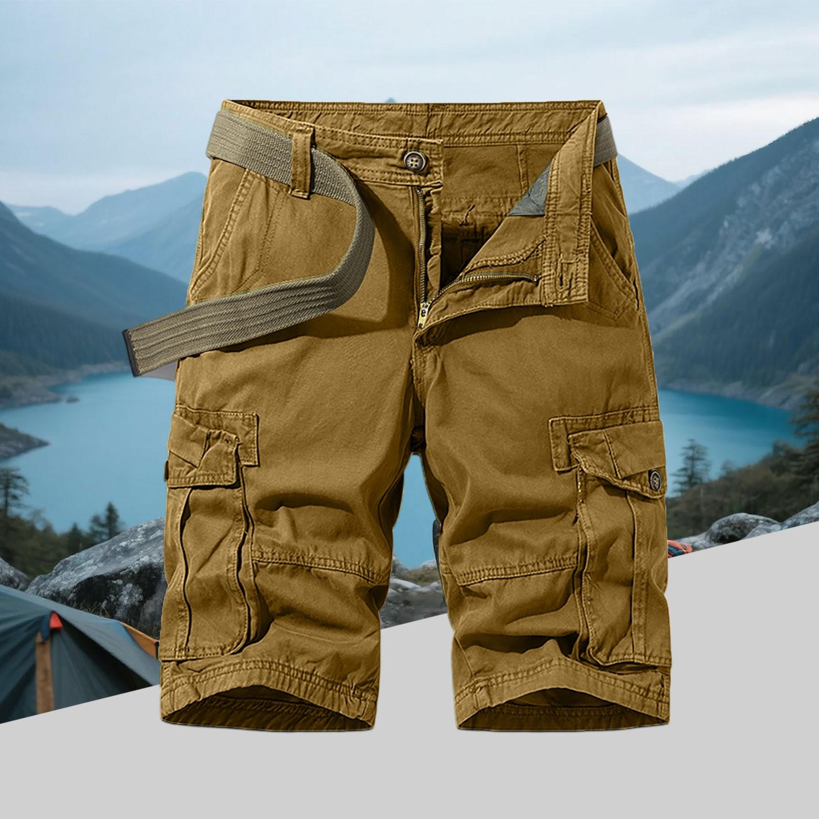

Men s Vintage Loose-Fit Multi-Pocket Work Cargo Shorts XL жовтий