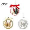 Winter Fairy Tale Hanging Decor Opening Christmas Ball Ornament with Bow, Tree Reindeer Snow Scene Micro Landscape Inside Clear Ball, Xmas Sphere