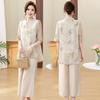Middle-aged Mother Summer Suit Foreign Style 1116 New Middle-aged and Elderly Women's Clothing Summer Short-sleeved Loose Top Two-piece Set