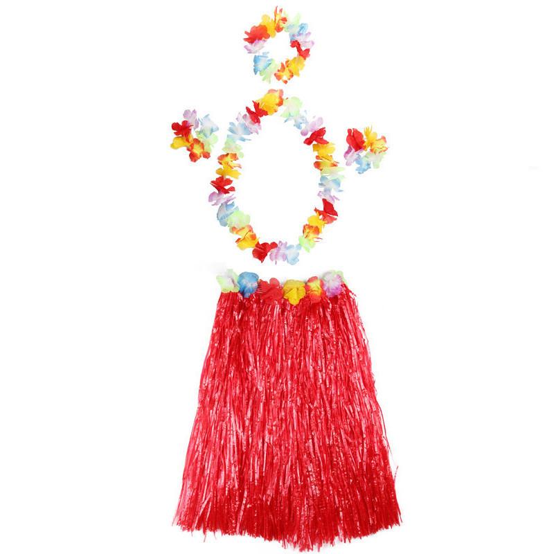 Auffälliger hawaiianischer Hula-Tanz-Grasrock für Erwachsene mit farbenfrohen floralen Akzenten