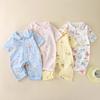 Korean Style Doll Collar Baby Romper - Spring Front Button Baby Girl Crawling Suit