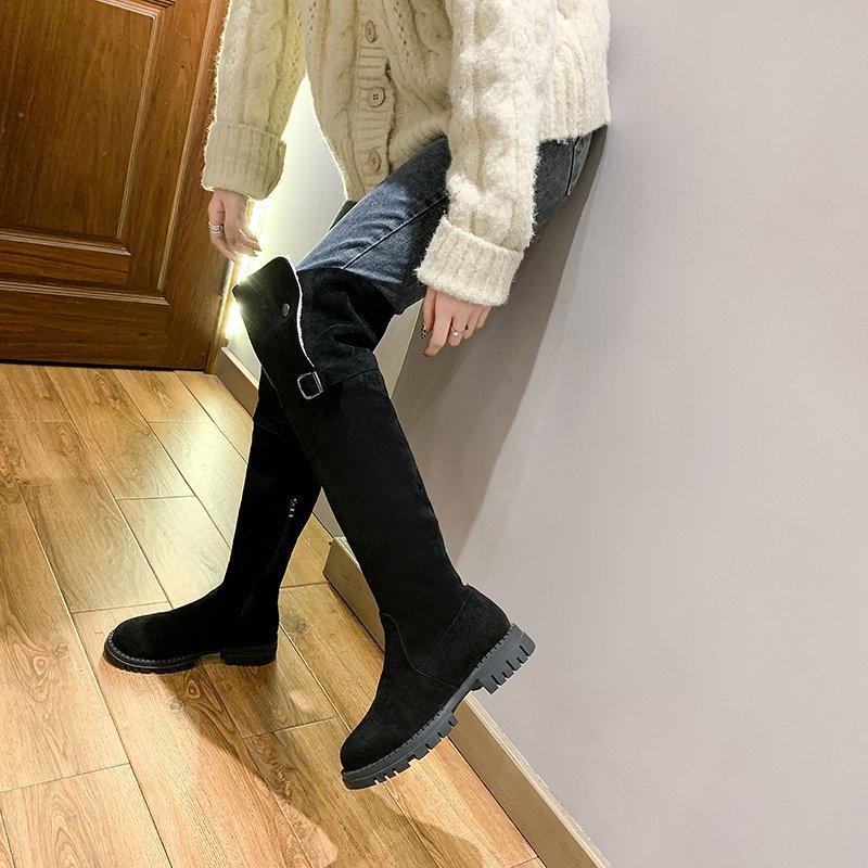 Chelsea Boots Women Shoes 2024 New Winter Fashion Over The Knee Plush Warm Snow High Boots Casual Shoes Flats Motorcycle Botas