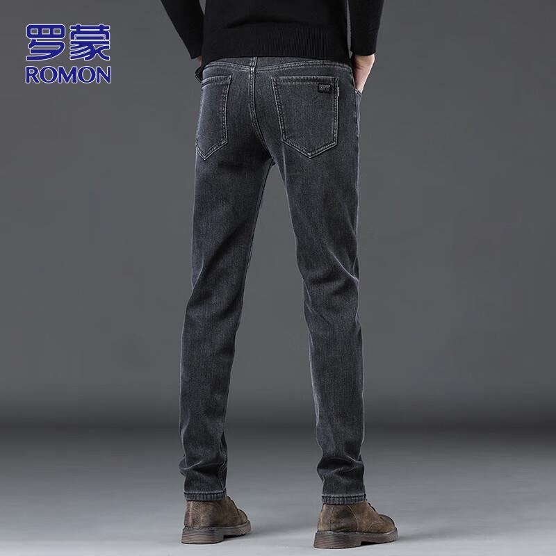 ROMON Men's Straight Slim-fit Casual Jeans