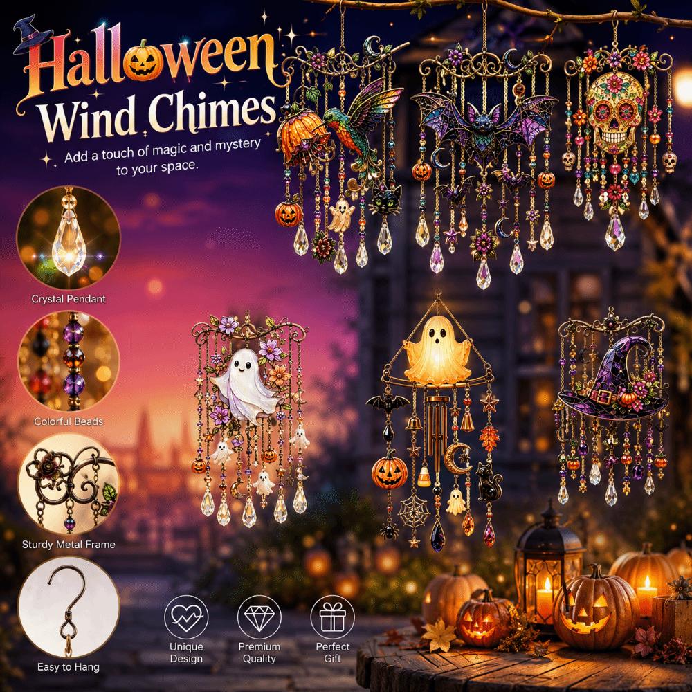 Carillon à vent fantôme suspendu Carillon à vent lumineux d'Halloween Ornement suspendu Intérieur Mur Porte