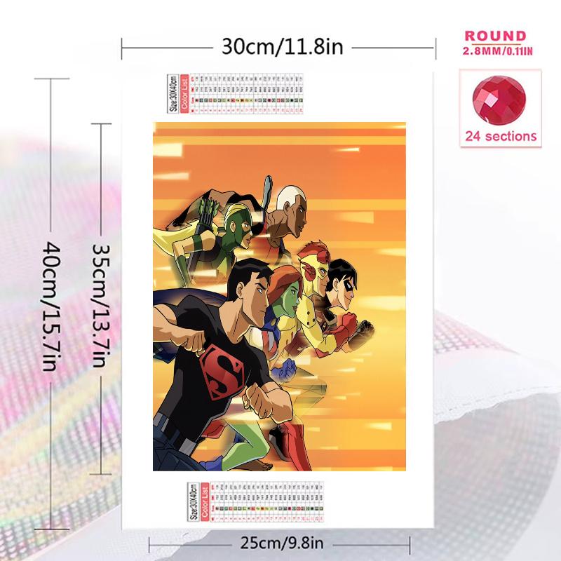 Justice League Pattern 3pcs 100% Round Full Drill 5D DIY Diamond Painting Embroidery Cross Stitch Rhinestone Décor