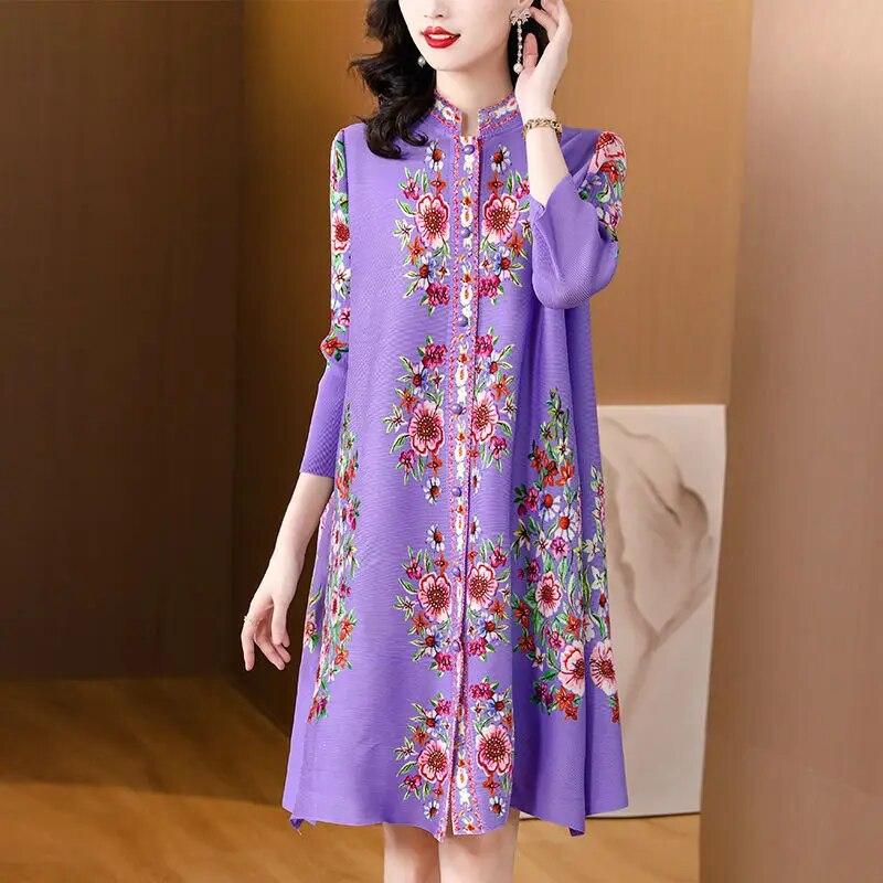 

Плісирована сукня для жінок на осінь і зиму, нова пряма спідниця для схуднення та старіння, елітний і молодий темперамент XXXL фіолетовий