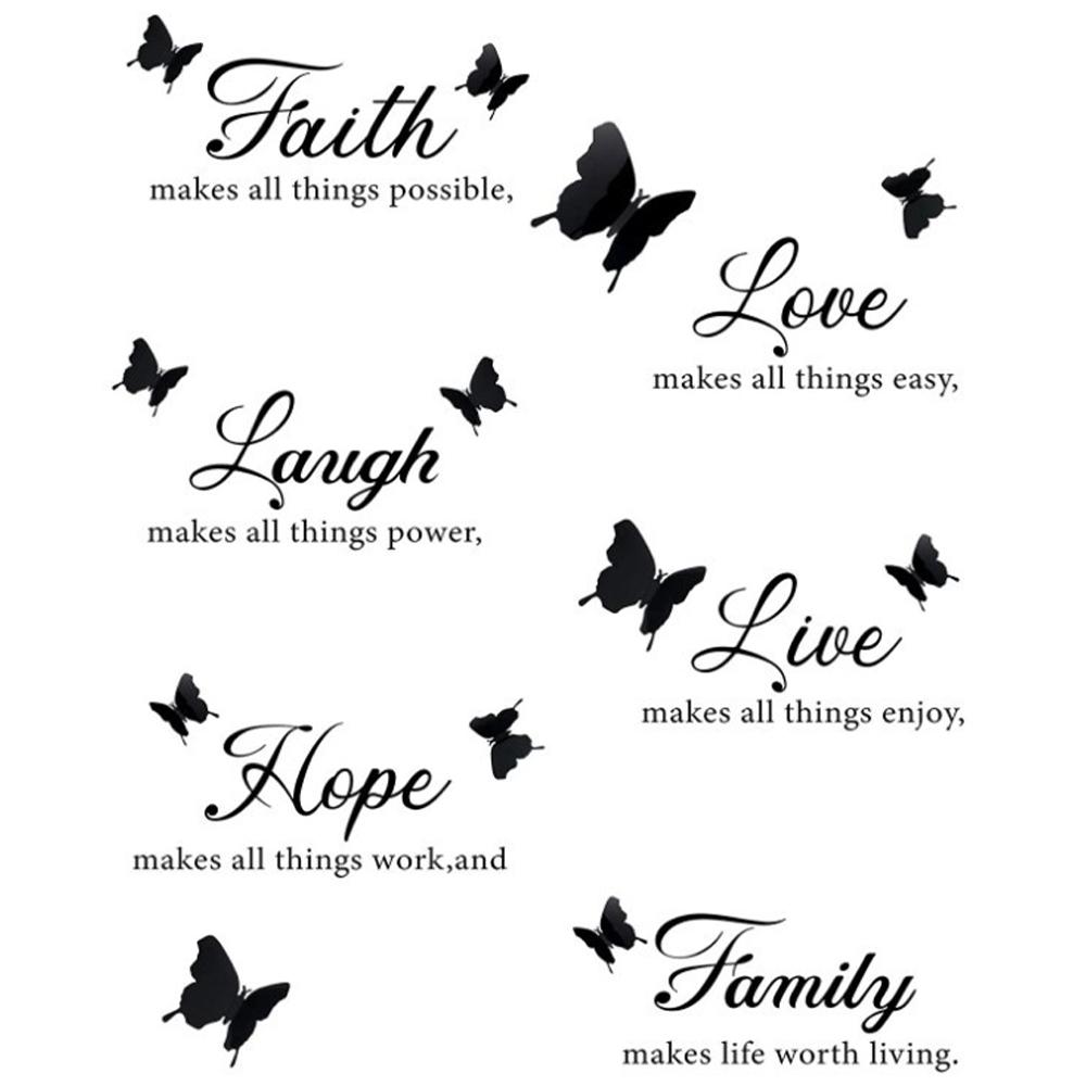 

3D Butterfly Wall Stickers Self-adhesive Stickers Removable Inspiring Quotes PVC Wall Decals for Home TV Sofa Background Decor