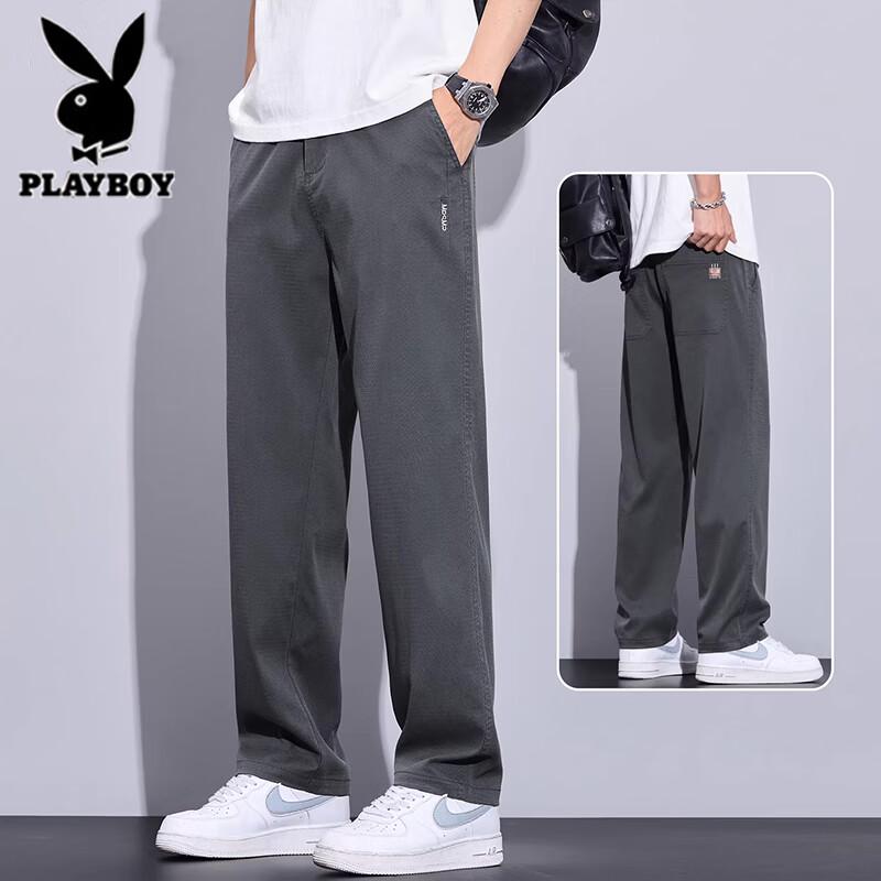 Playboy Men s Ice Silk Straight-Leg Casual Pants 30