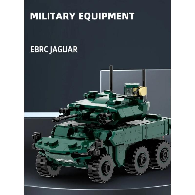 381PCS Modern Military Model Construction Toys Rocket Launcher Armored Vehicle Army EBRC Jaguar Building Blocks For Kids